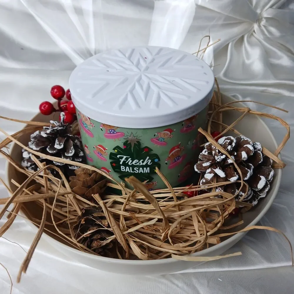 Bath & Body Works 3 Wick Candle FRESH BALSAM Gift Basket